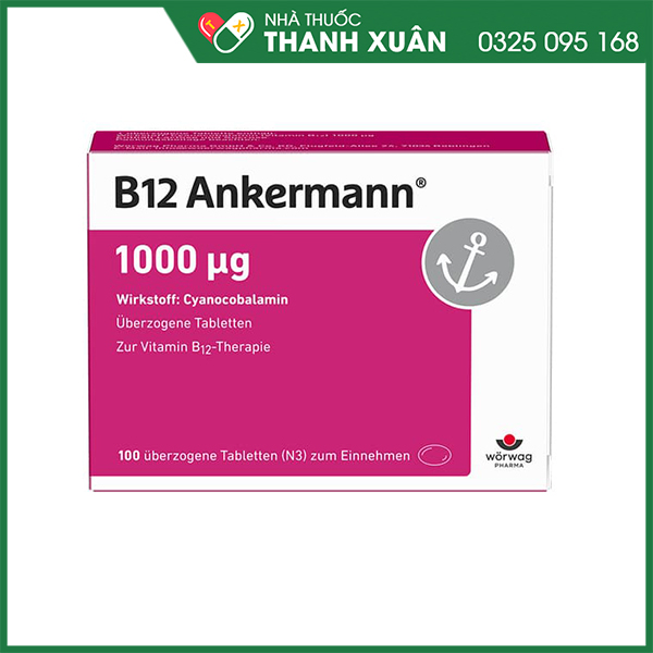 B12 Ankermann - Điều trị thiếu máu, thiếu máu hồng cầu to hoặc dự