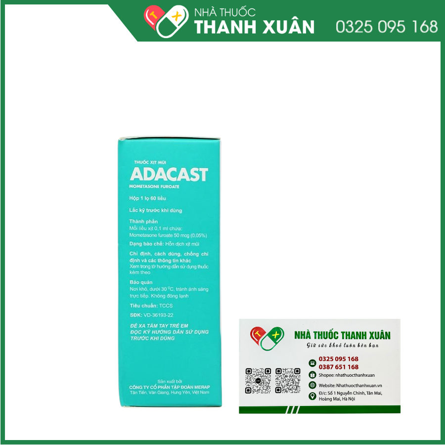 Thuốc xịt mũi Adacast điều trị triệu chứng viêm mũi theo mùa