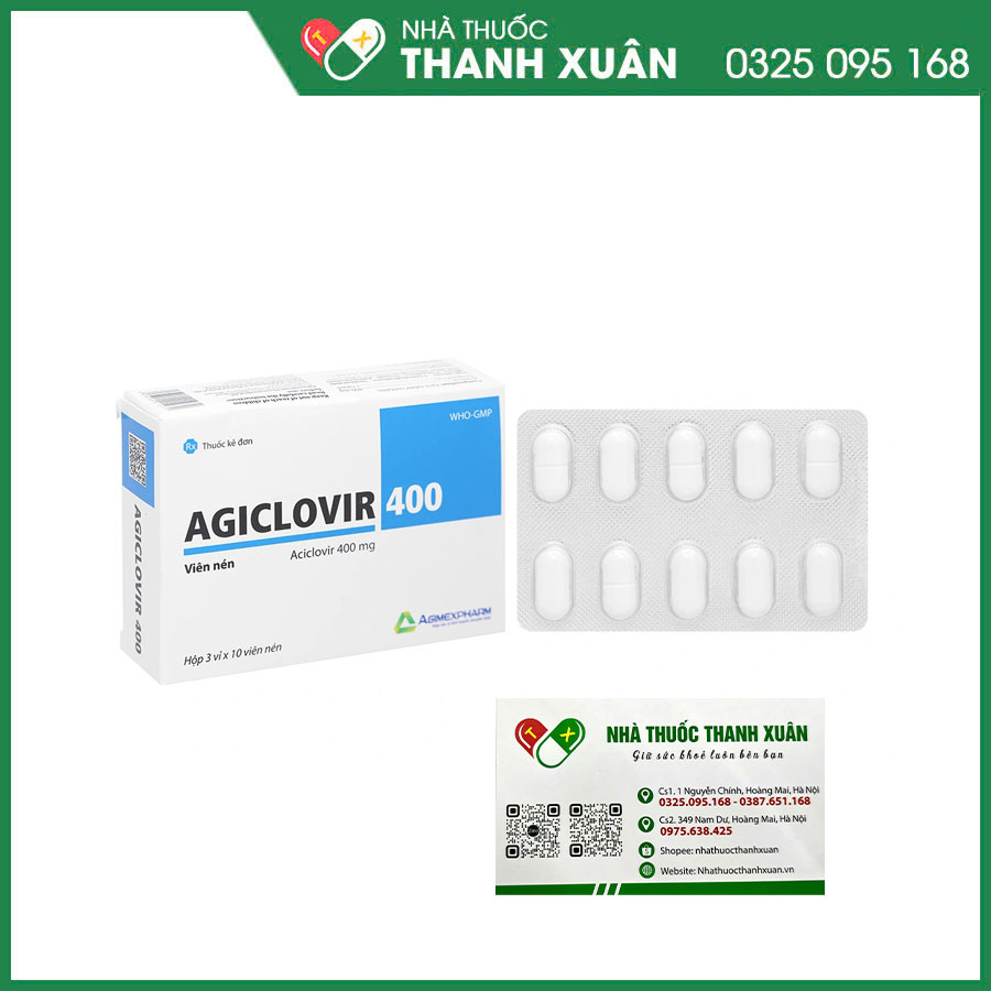 Agiclovir 400 thuốc điều trị, phòng ngừa tái phát và dự phòng nhiễm Herpes simplex