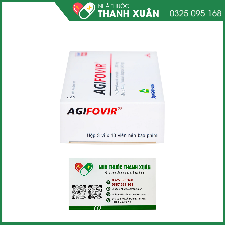 Agifovir 300mg điều trị viêm gan siêu virus B mãn tính (3 vỉ x 10 viên)
