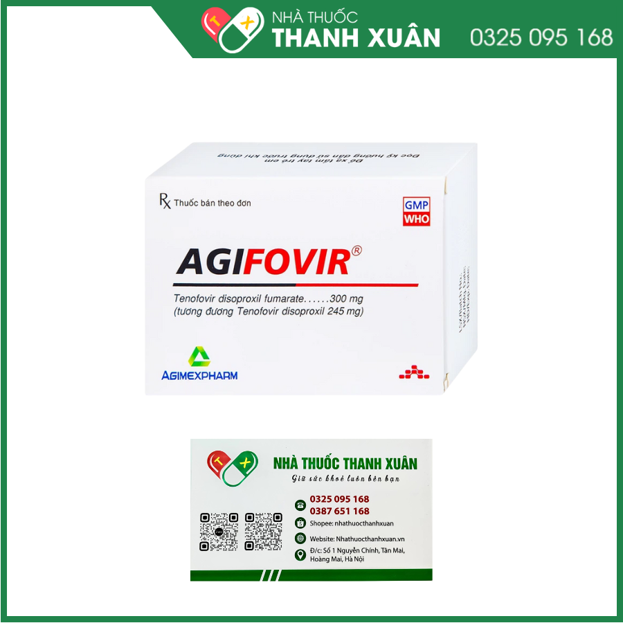 Agifovir 300mg điều trị viêm gan siêu virus B mãn tính (3 vỉ x 10 viên)