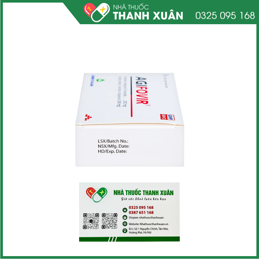 Agifovir 300mg điều trị viêm gan siêu virus B mãn tính (3 vỉ x 10 viên)