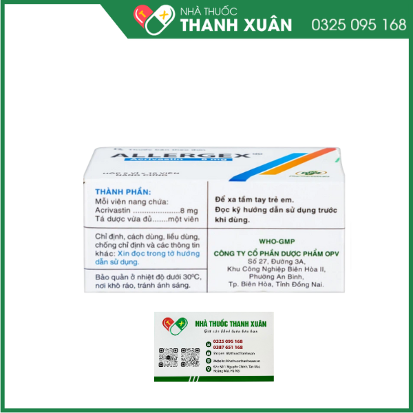 Allergex 8mg trị viêm mũi dị ứng, mề đay
