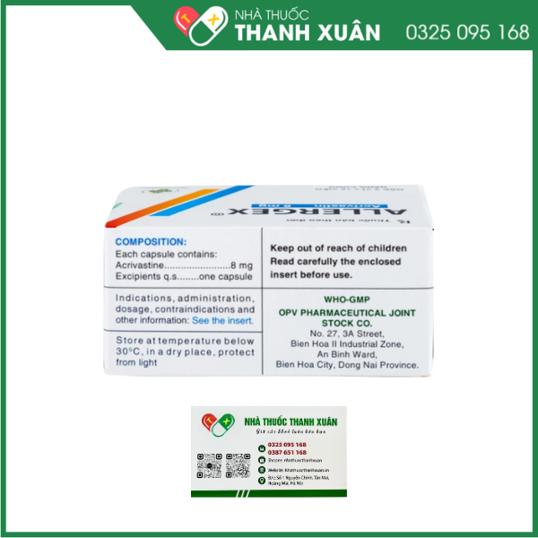 Allergex 8mg trị viêm mũi dị ứng, mề đay