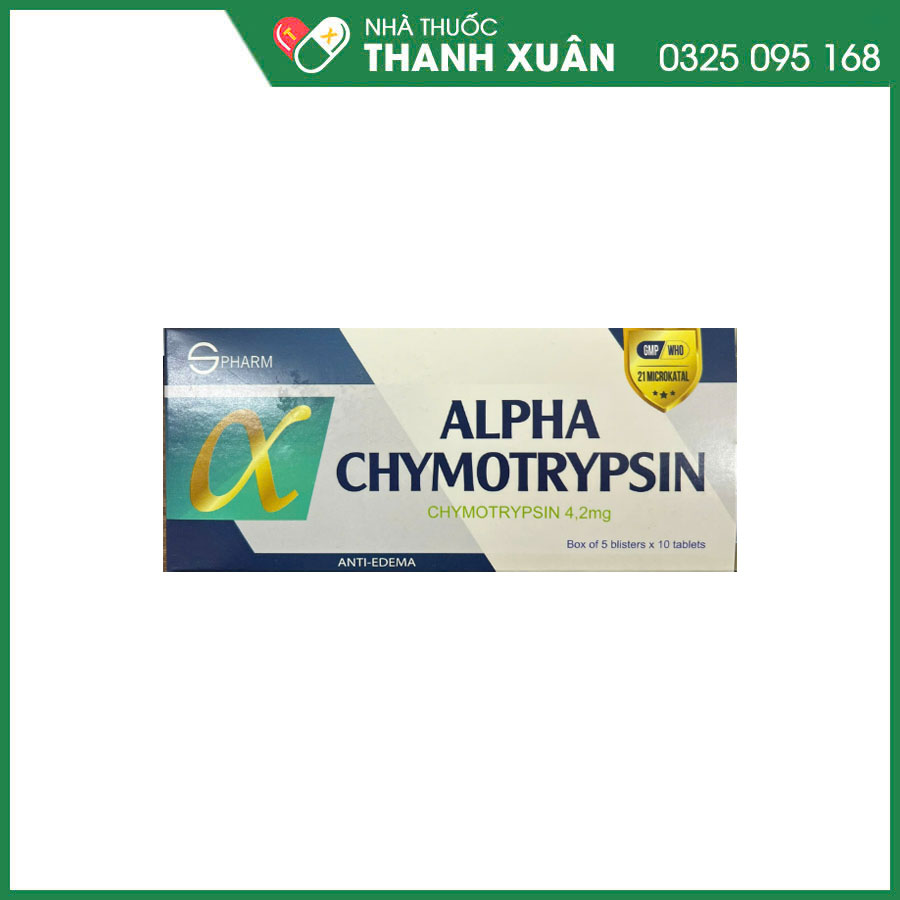 Alphachymotrypsin S.Pharm điều trị phù nề sau chấn thương, phẫu thuật, bỏng