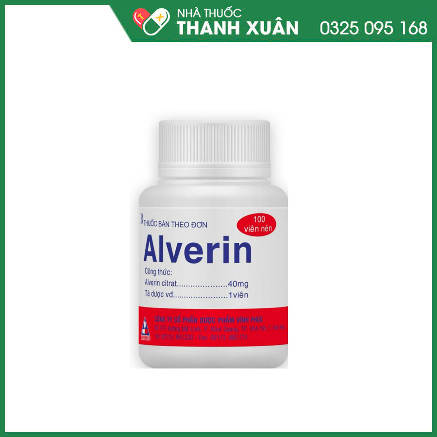Alverin 40mg thuốc giảm đau do co thắt cơ trơn ở đường tiêu hóa như hội chứng ruột kích thích, bệnh đau túi thừa đại tràng