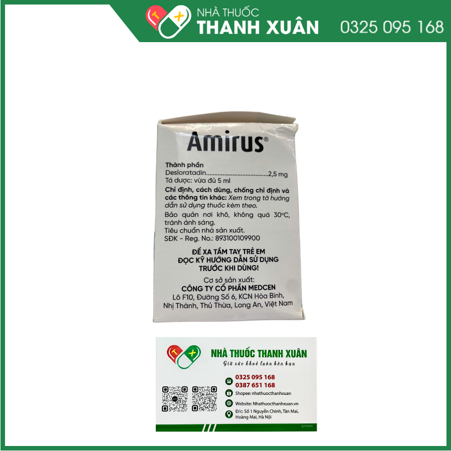 Amirus giảm triệu chứng viêm mũi dị ứng, mày đay