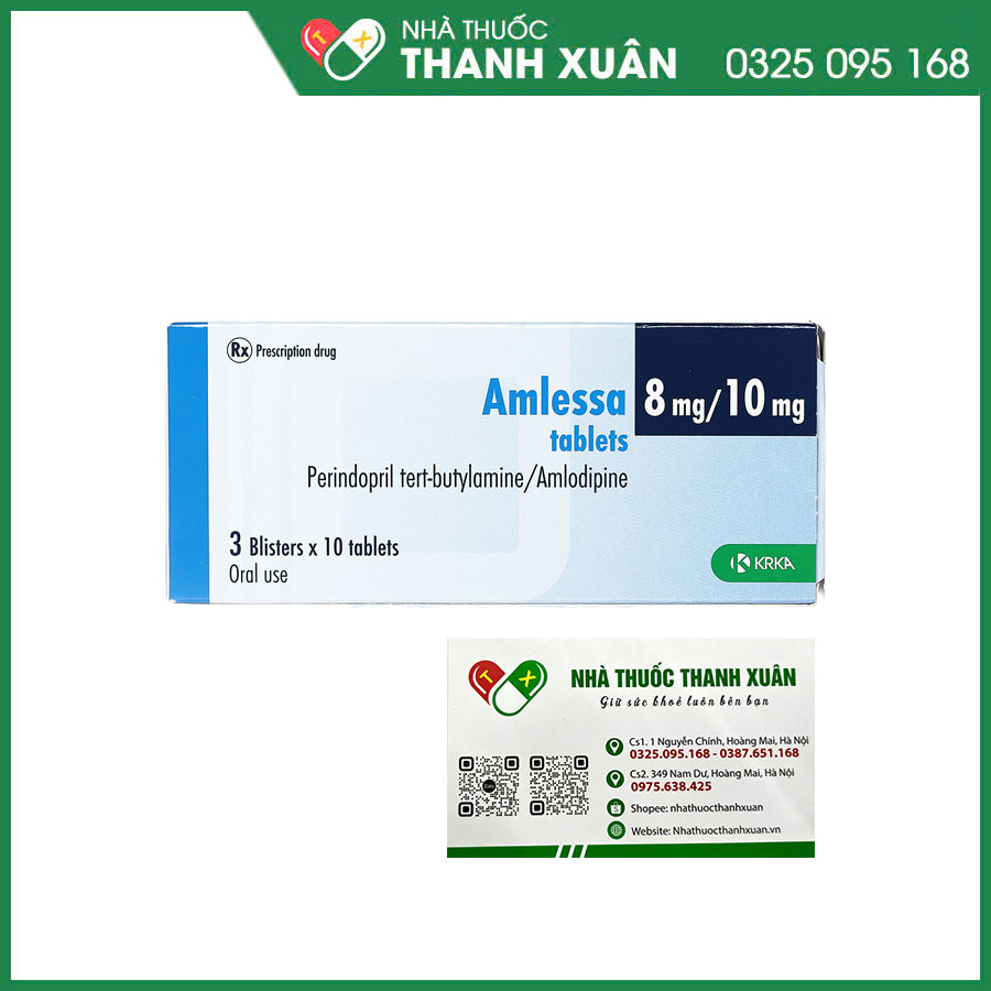 Amlessa 8mg/10mg thuốc điều trị thay thế trong tăng huyết áp vô căn và/hoặc bệnh mạch vành ổn định