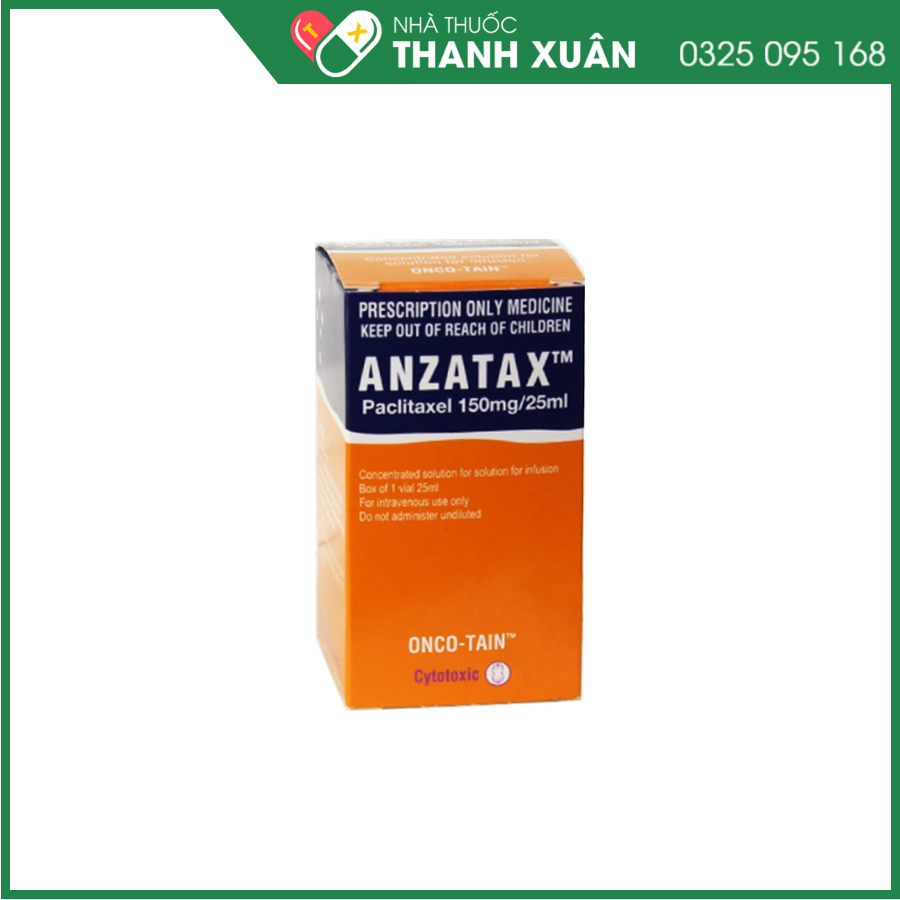 Anzatax 150mg/25ml thuốc điều trị ung thư buồng trứng, ung thư vú, ung thư phổi, Sarcoma Kaposi (KS) liên quan đến AIDS