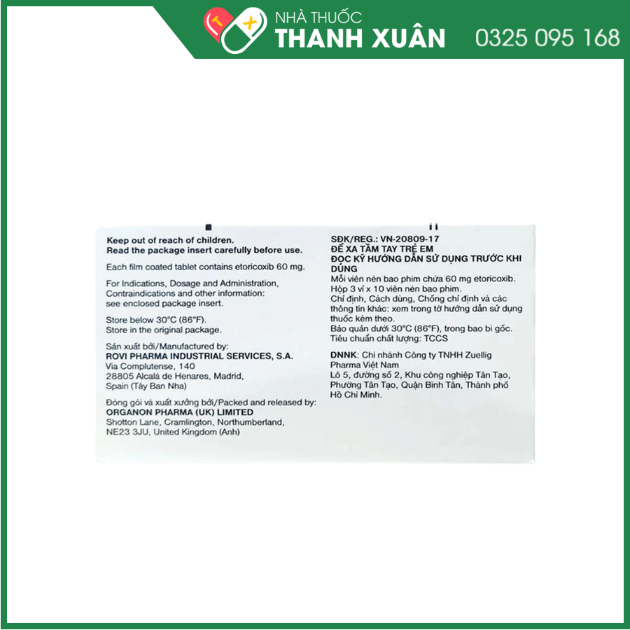 Thuốc Arcoxia kháng viêm, giảm đau