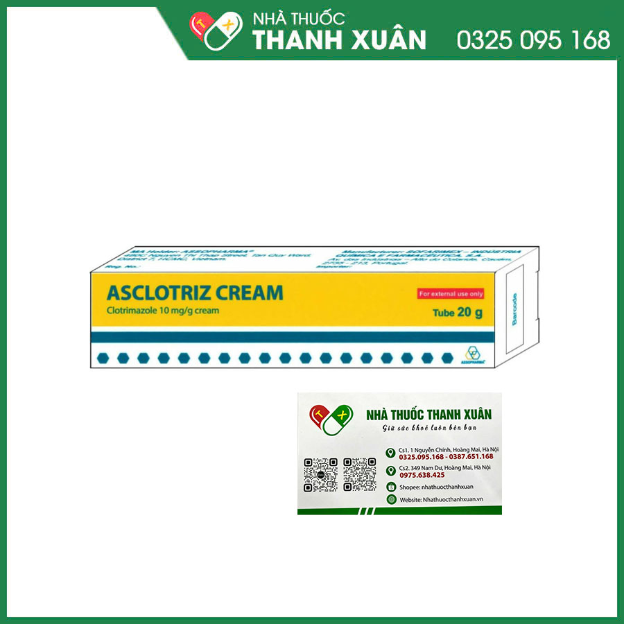 Asclotriz Cream thuốc bôi ngoài da điều trị nấm