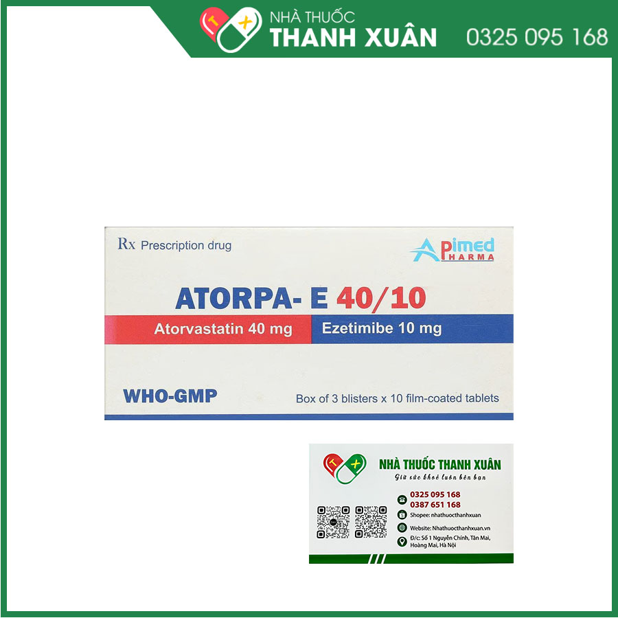 Atorpa-E 40/10 thuốc phòng ngừa bệnh tim mạch và tăng cholesterol máu