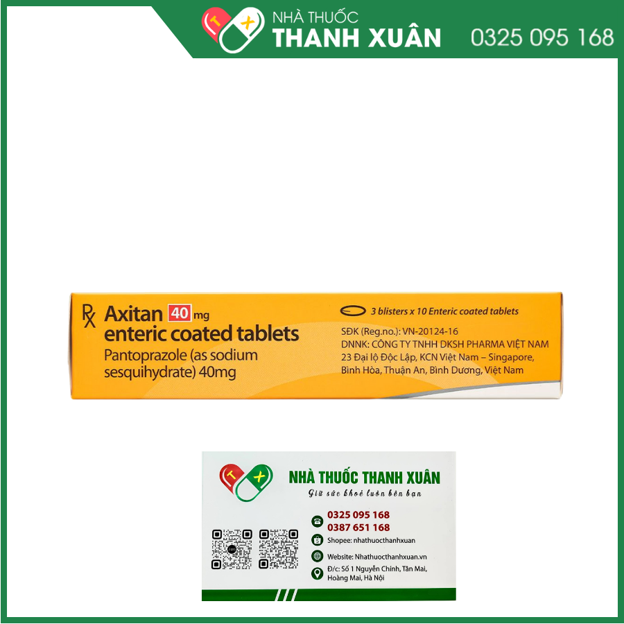 Viên bao tan ở ruột Axitan 40mg điều trị dạ dày (3 vỉ x 10 viên)