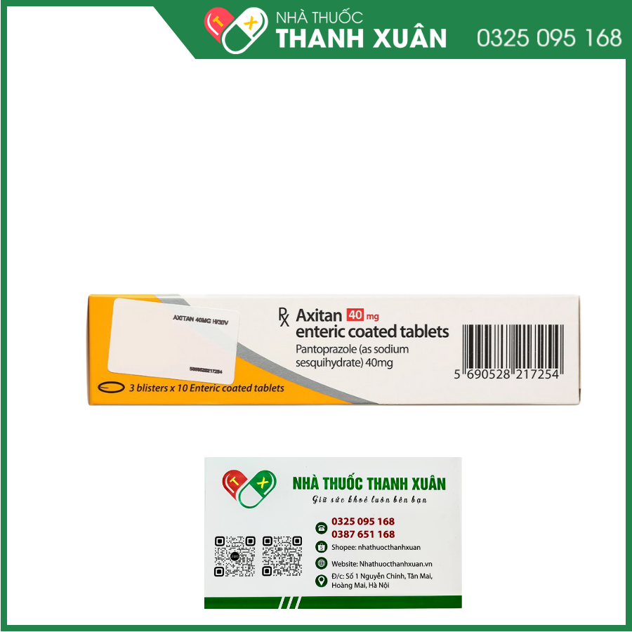 Viên bao tan ở ruột Axitan 40mg điều trị dạ dày (3 vỉ x 10 viên)