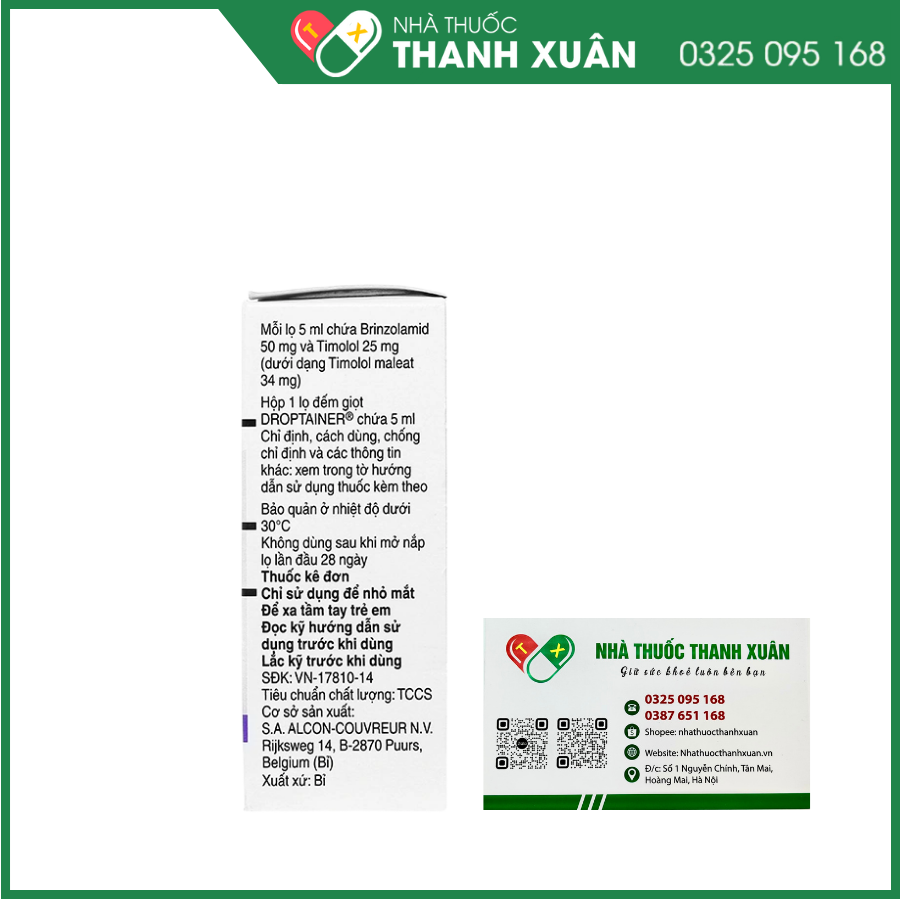 Thuốc nhỏ mắt Azarga Alcon giảm áp lực nội nhãn
