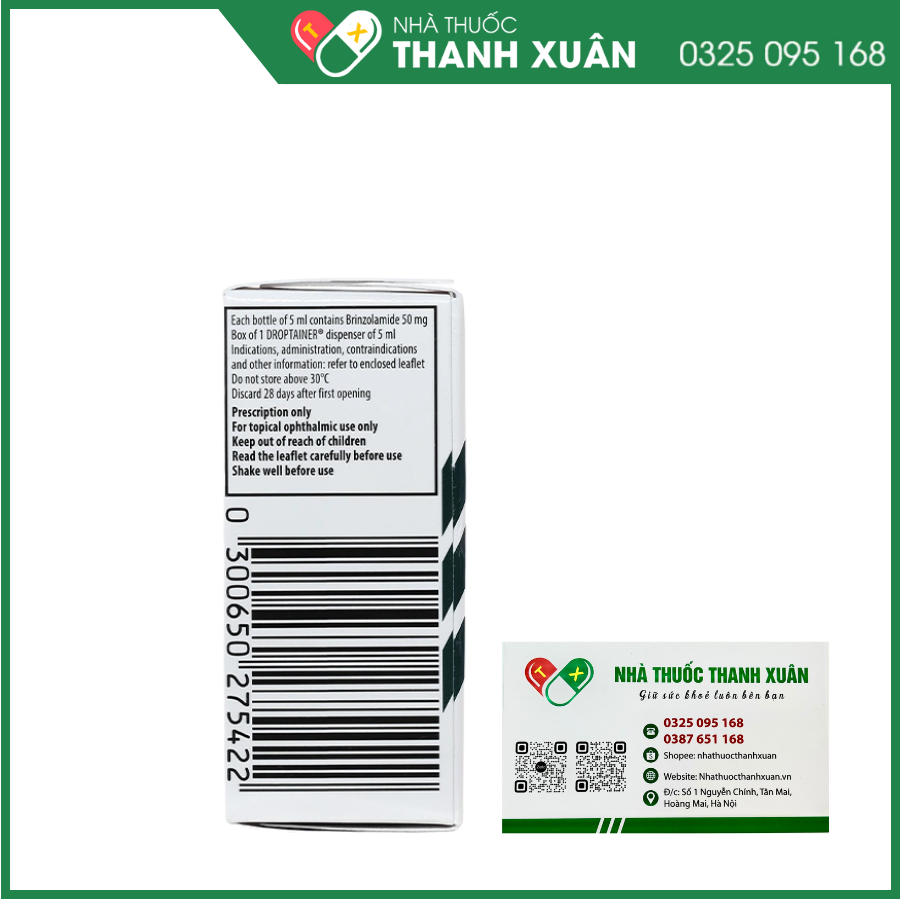 Hỗn dịch nhỏ mắt Azopt 1% điều trị tăng nhãn áp nội nhãn