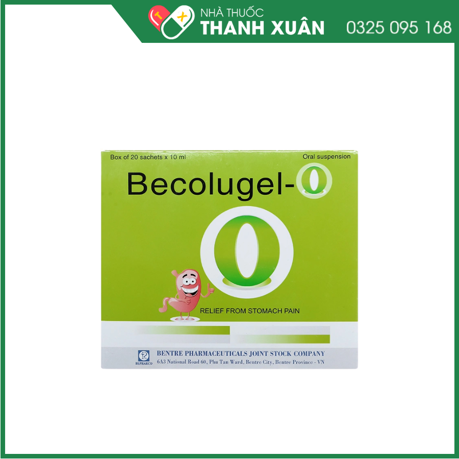Becolugel-O giảm đau do viêm loét dạ dày, tá tràng