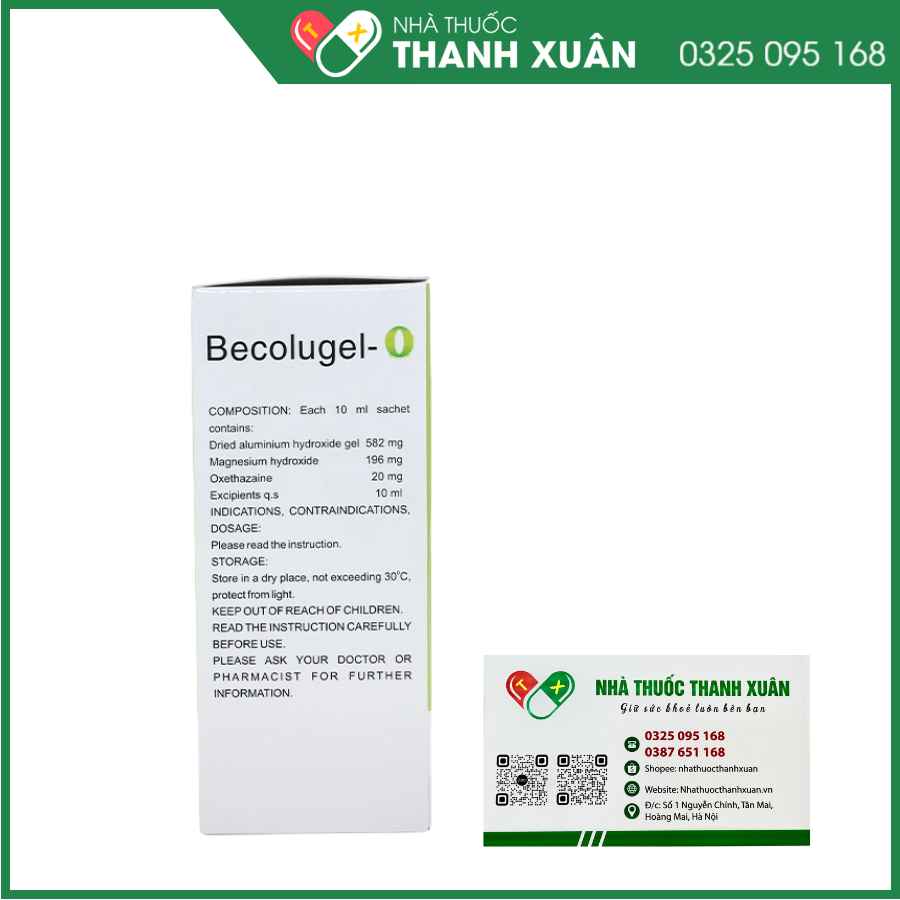 Becolugel-O giảm đau do viêm loét dạ dày, tá tràng