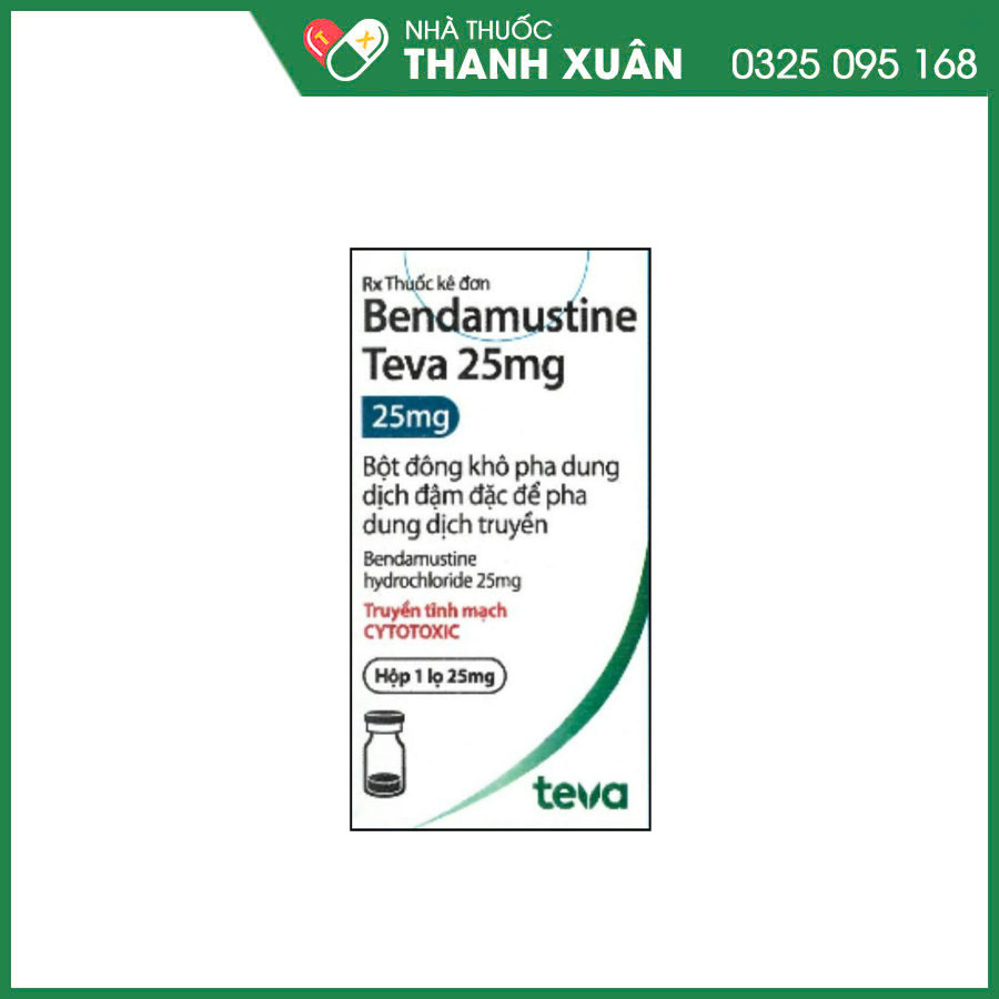 Bendamustine Teva 25mg thuốc điều trị một số loại ung thư máu và hạch, bao gồm bệnh bạch cầu lympho mạn, u lympho không Hodgkin và đa u tủy