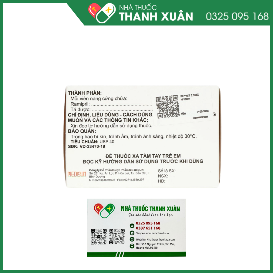 Beynit 2.5 điều trị tăng huyết áp, suy tim sung huyết