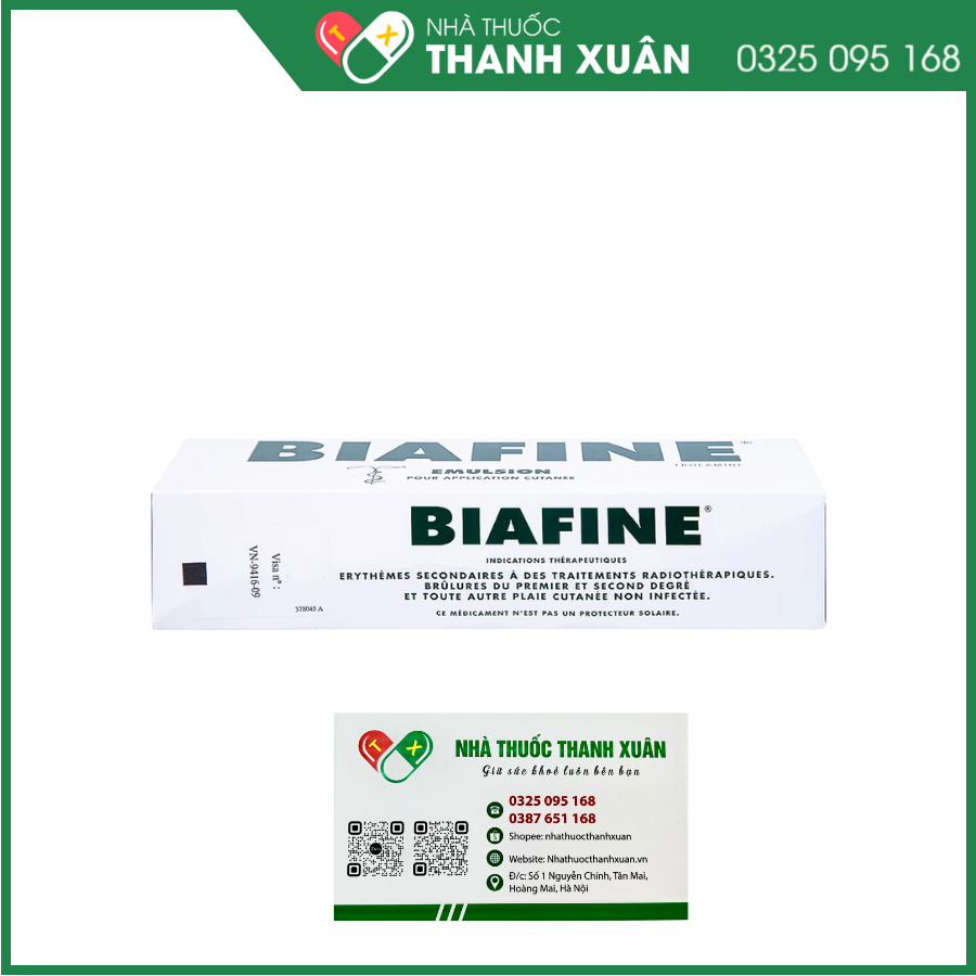Nhũ tương Biafine điều trị bỏng độ 1, độ 2, đỏ da thứ phát do xạ trị