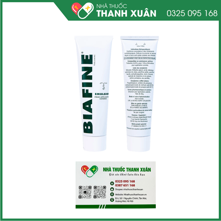 Nhũ tương Biafine điều trị bỏng độ 1, độ 2, đỏ da thứ phát do xạ trị