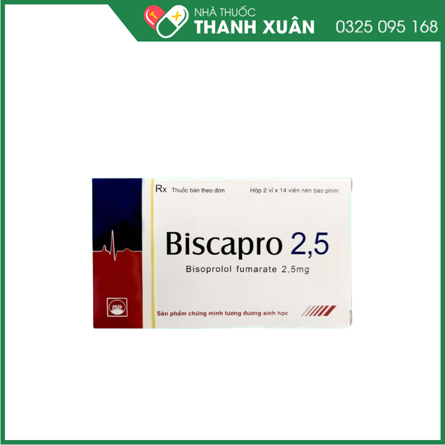 Biscapro 2,5 điều trị tăng huyết áp, đau thắt ngực