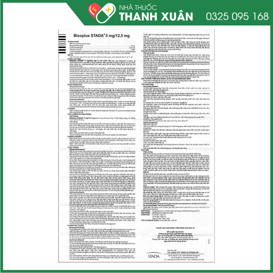 Bisoplus HCT 5mg/12.5mg thuốc điều trị tăng huyết áp, suy tim