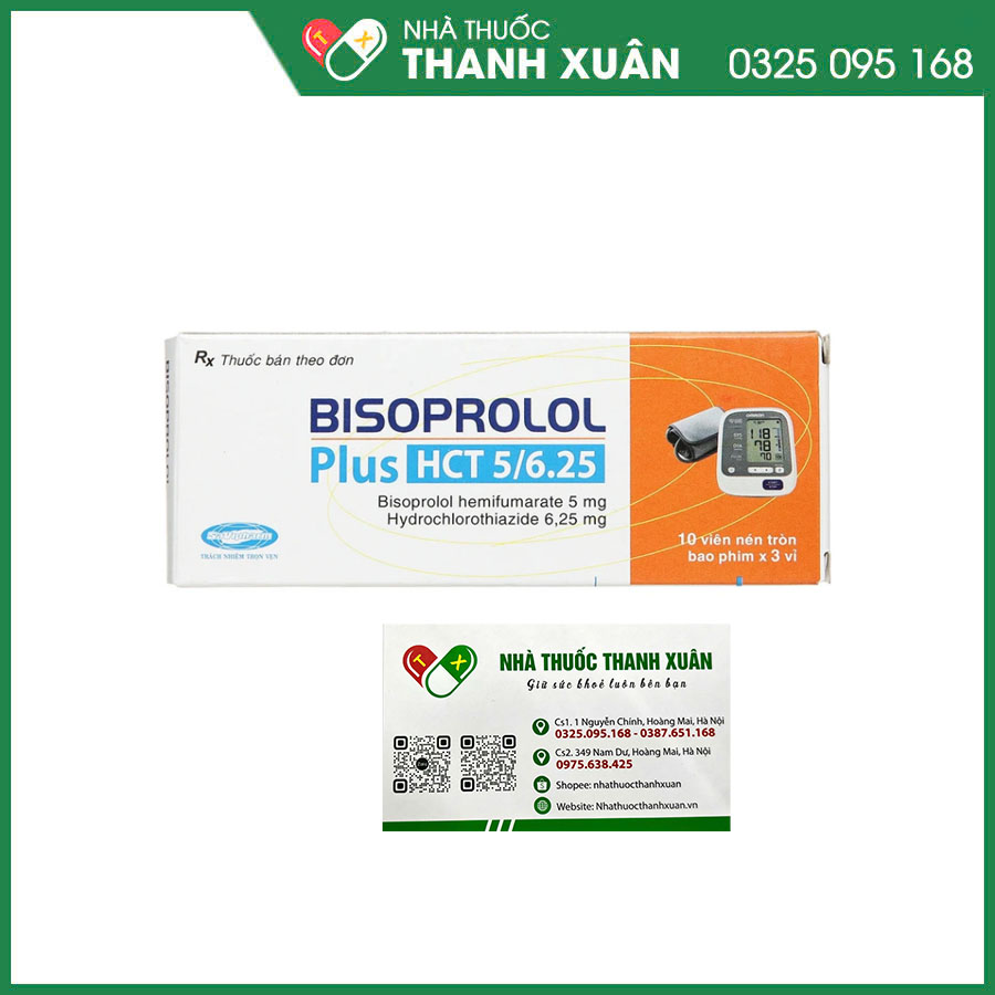 Bisoprolol Plus HCT 5/6.25 thuốc điều trị tăng huyết áp