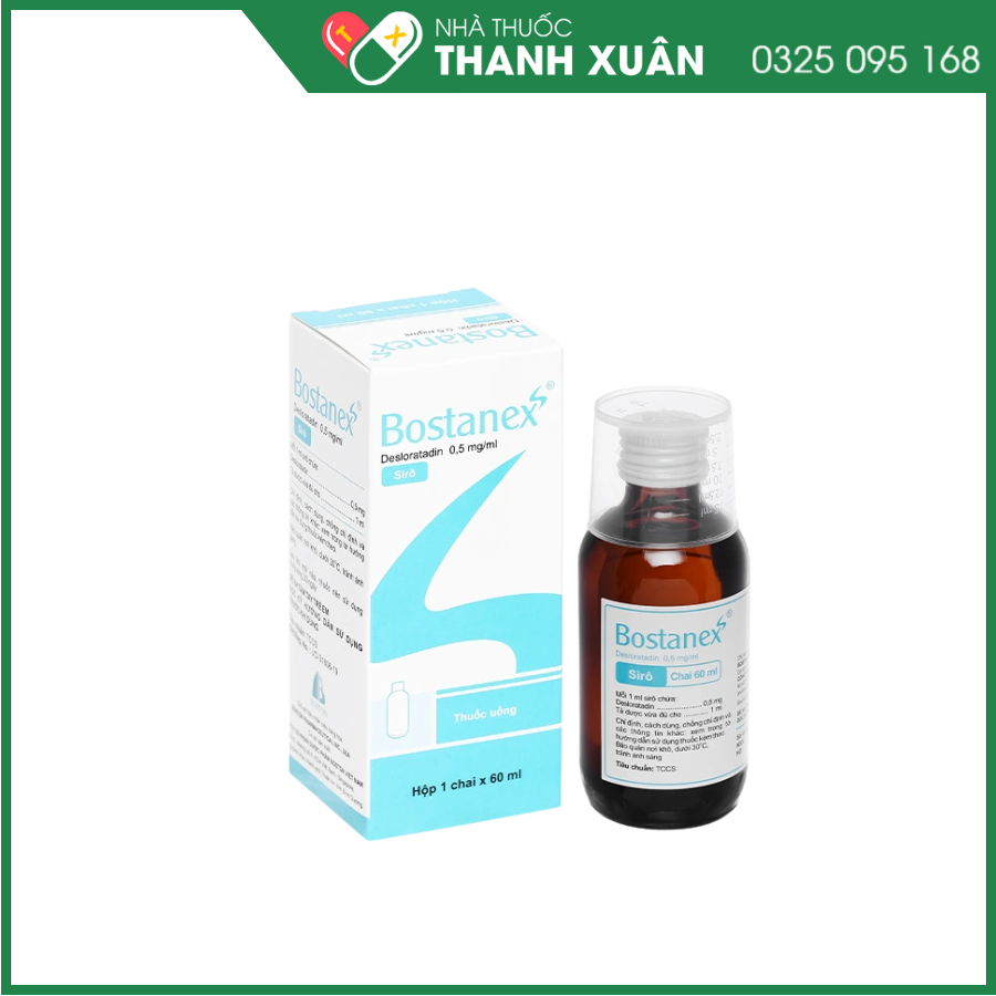 Siro Bostanex 0.5mg/ml giảm các triệu chứng viêm mũi dị ứng, mề đay