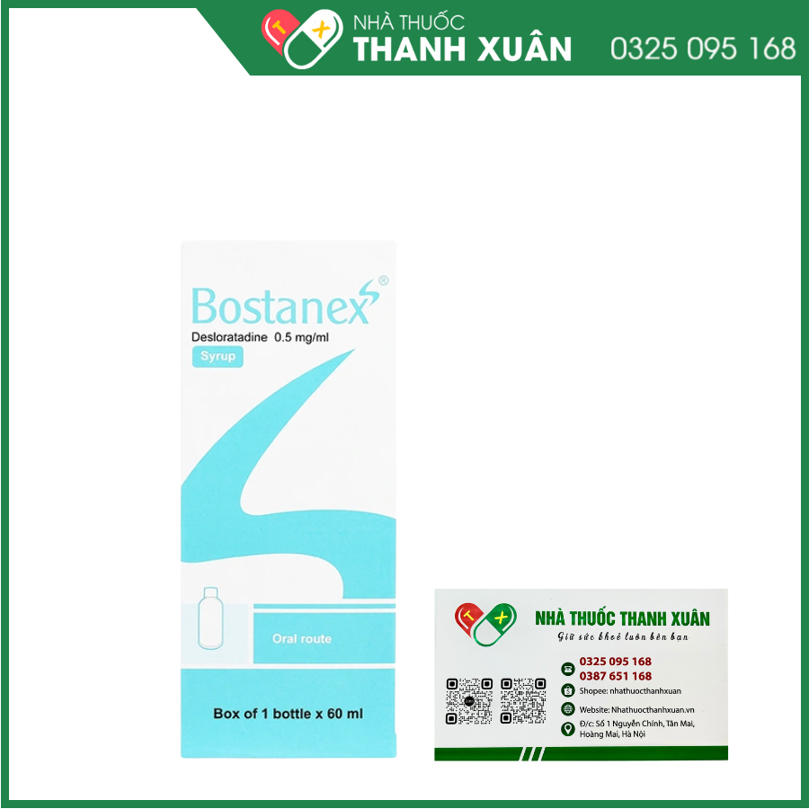 Siro Bostanex 0.5mg/ml giảm các triệu chứng viêm mũi dị ứng, mề đay
