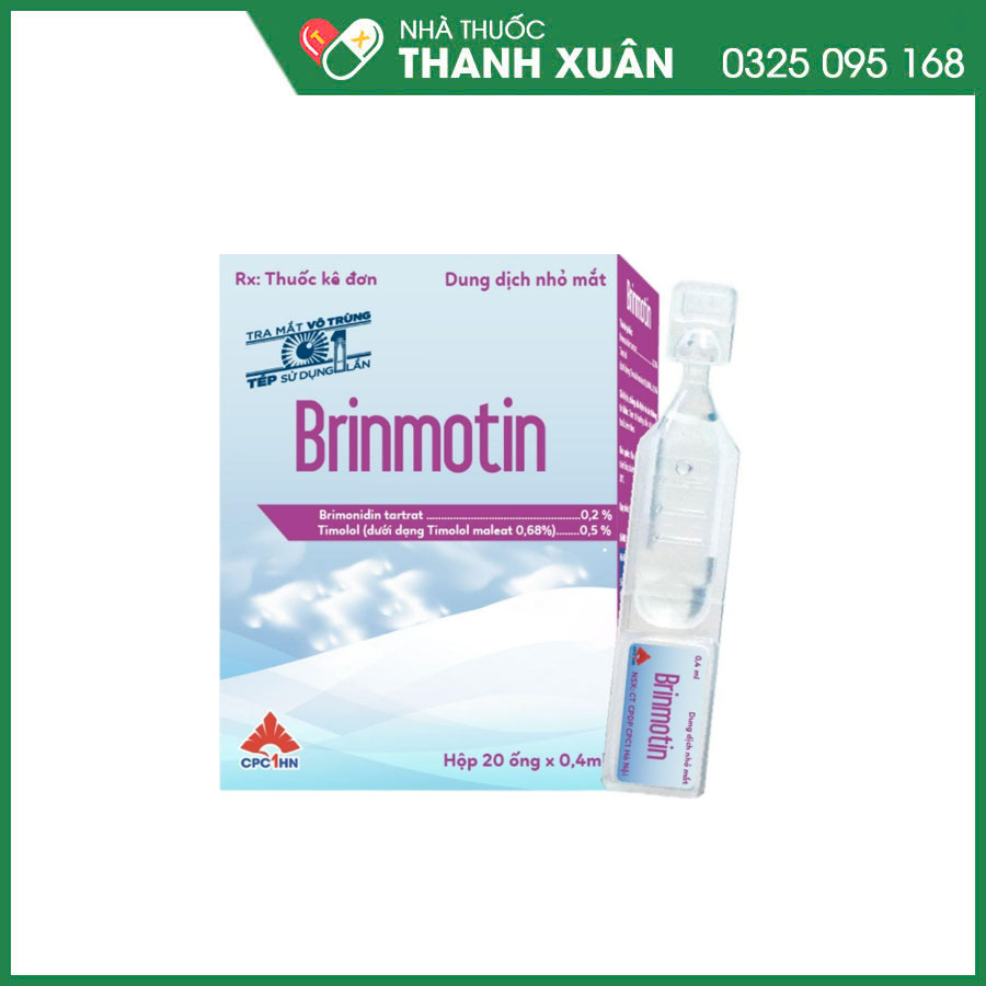 Brinmotin điều trị làm gàm giảm áp lực nội nhãn (IOP) hoặc tăng nhãn áp đáp ứng không đầy đủ với các thuốc chẹn beta dùng tại chỗ