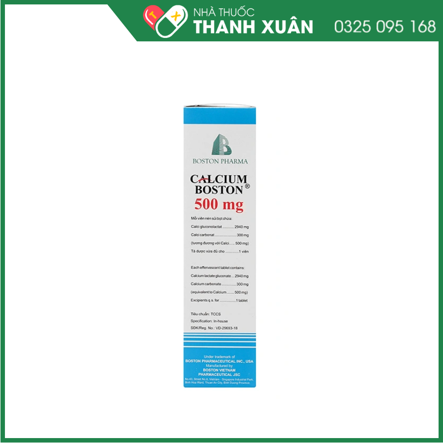 Viên nén sủi bọt Calcium Boston 500mg phòng và hỗ trợ điều trị loãng xương