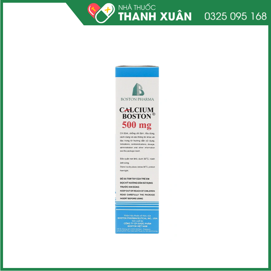 Viên nén sủi bọt Calcium Boston 500mg phòng và hỗ trợ điều trị loãng xương