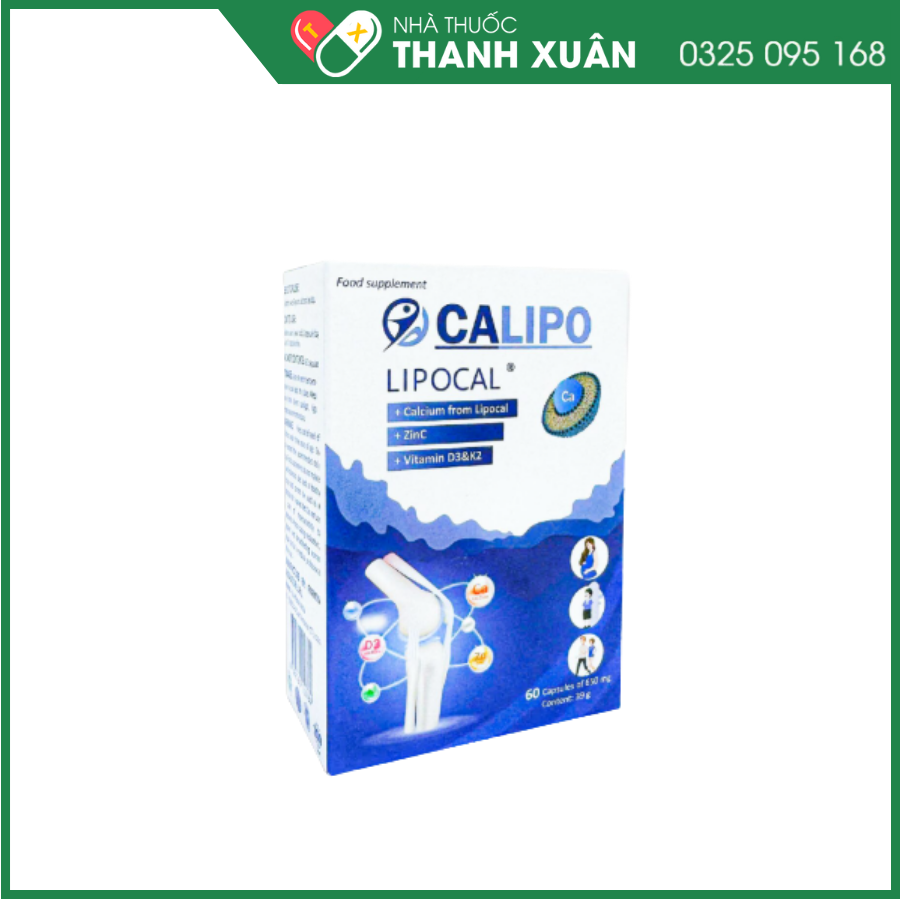 Calipo bổ sung Calci, Kẽm, Vitamin K2 và D3 cho cơ thể