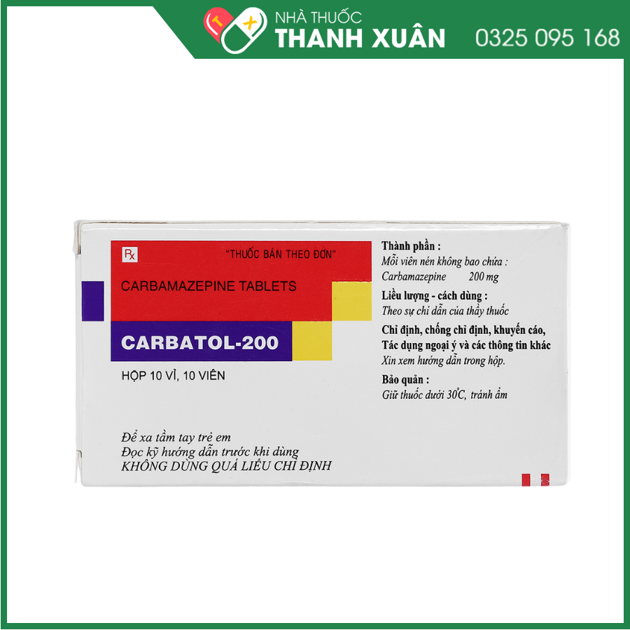 Carbatol-200 trị động kinh (10 vỉ x 10 viên)