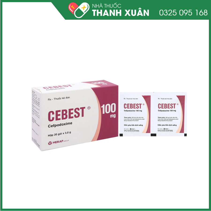 Cốm pha hỗn dịch uống Cebest 100mg trị nhiễm khuẩn