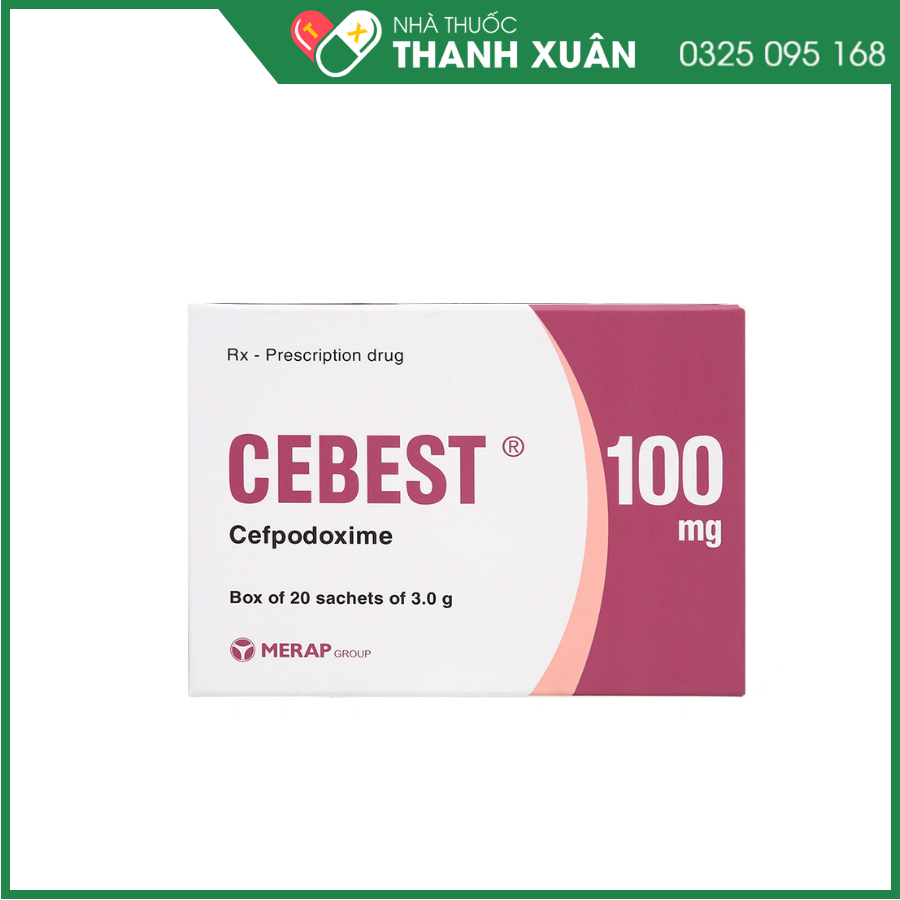 Cốm pha hỗn dịch uống Cebest 100mg trị nhiễm khuẩn