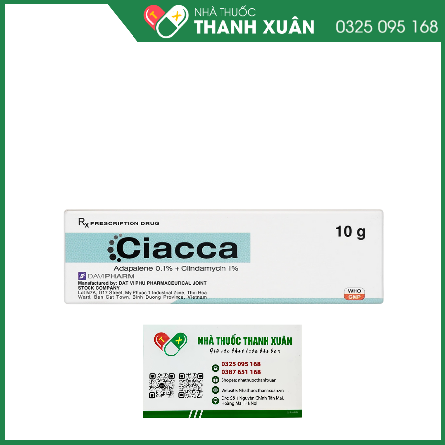 Ciacca điều trị tình trạng da bị mụn trứng cá nhẹ đến vừa