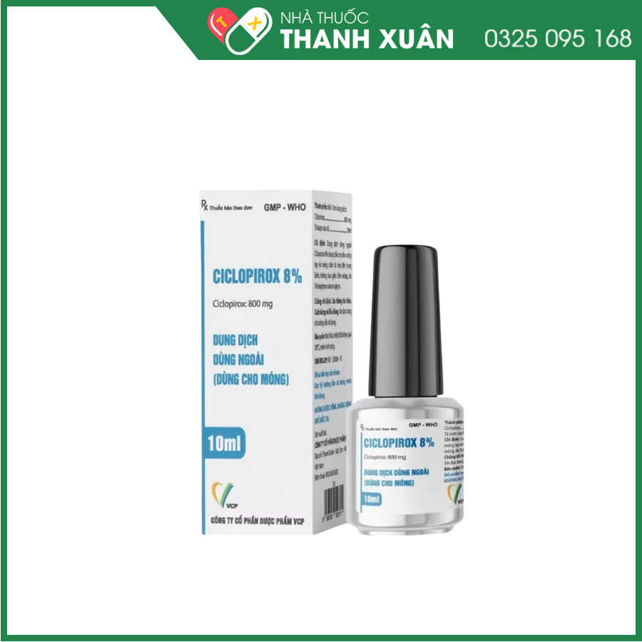 Dung dịch bôi ngoài da Ciclopirox 8% điều trị nấm móng tay và móng chân từ nhẹ đến trung bình