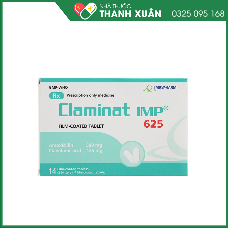 Thuốc Claminat 625mg Imexpharm điều trị nhiễm trùng
