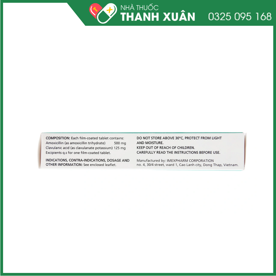 Thuốc Claminat 625mg Imexpharm điều trị nhiễm trùng