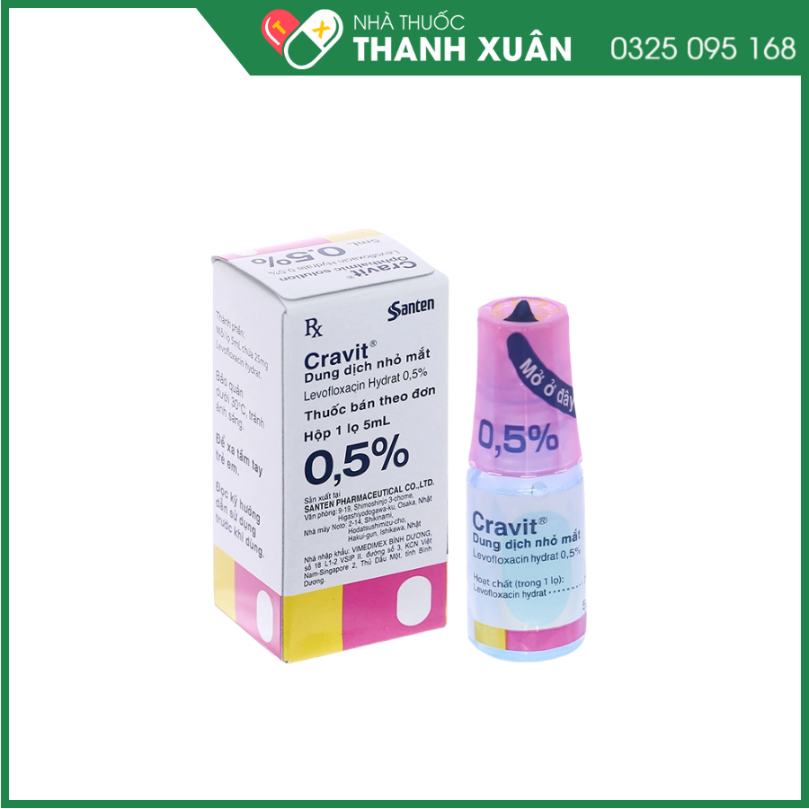 Dung dịch nhỏ mắt Cravit 0.5% trị nhiễm khuẩn mắt