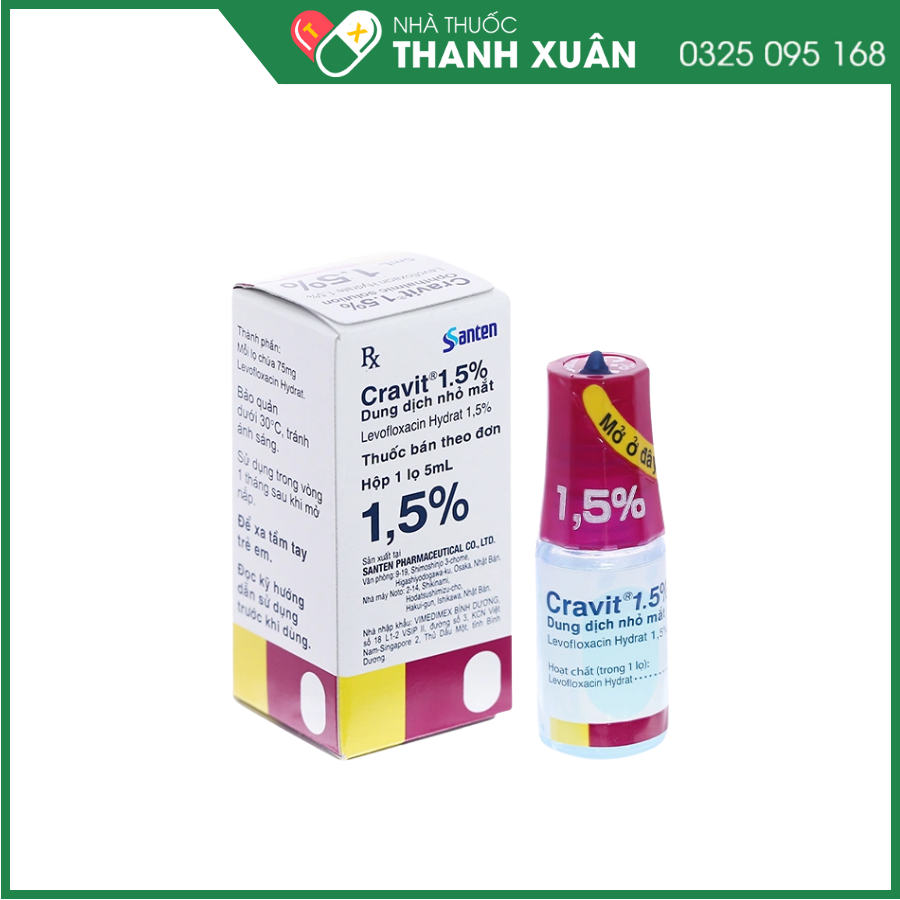Dung dịch nhỏ mắt Cravit 1.5% trị nhiễm khuẩn mắt