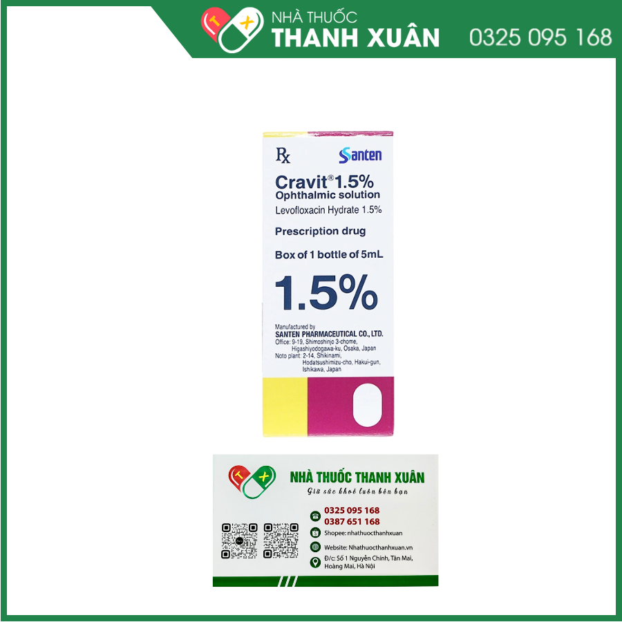 Dung dịch nhỏ mắt Cravit 1.5% trị nhiễm khuẩn mắt