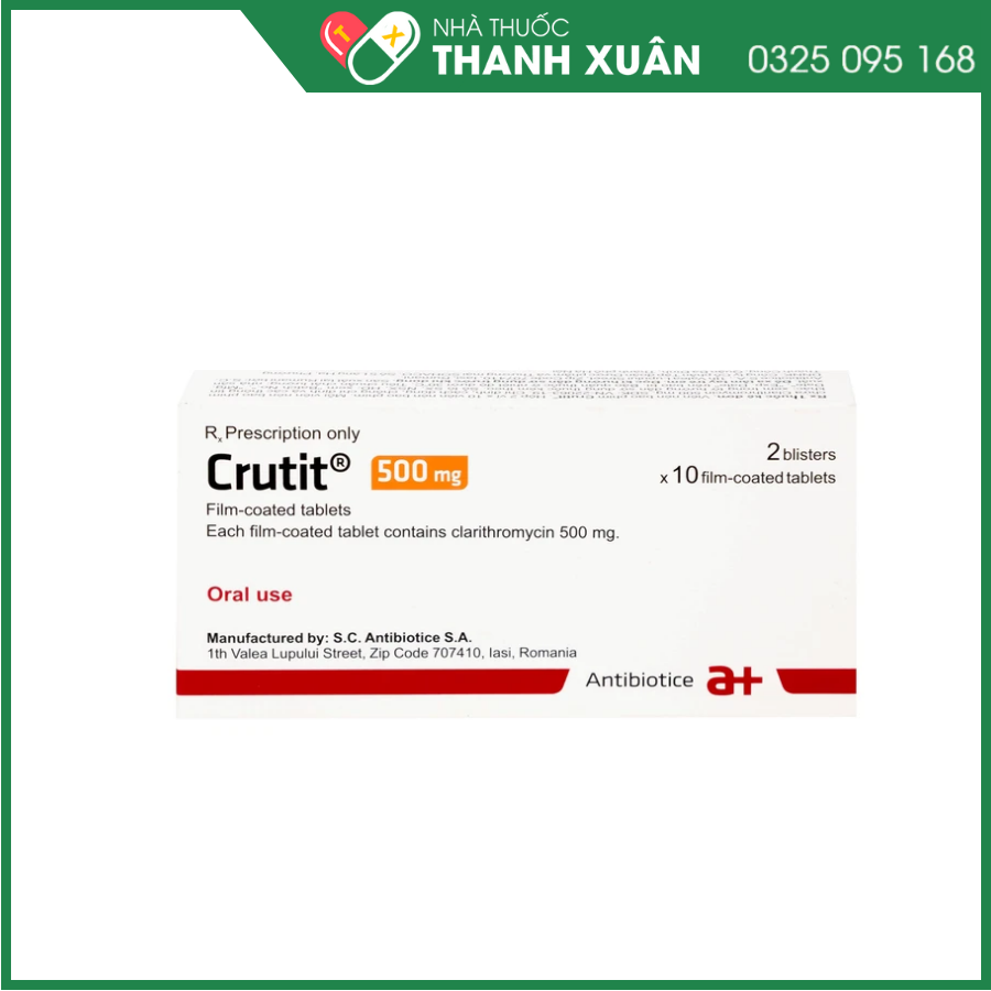 CrutitⓇ500 mg điều trị các bệnh nhiễm khuẩn do vi khuẩn nhạy cảm gây ra và trị loét dạ dày- tá tràng