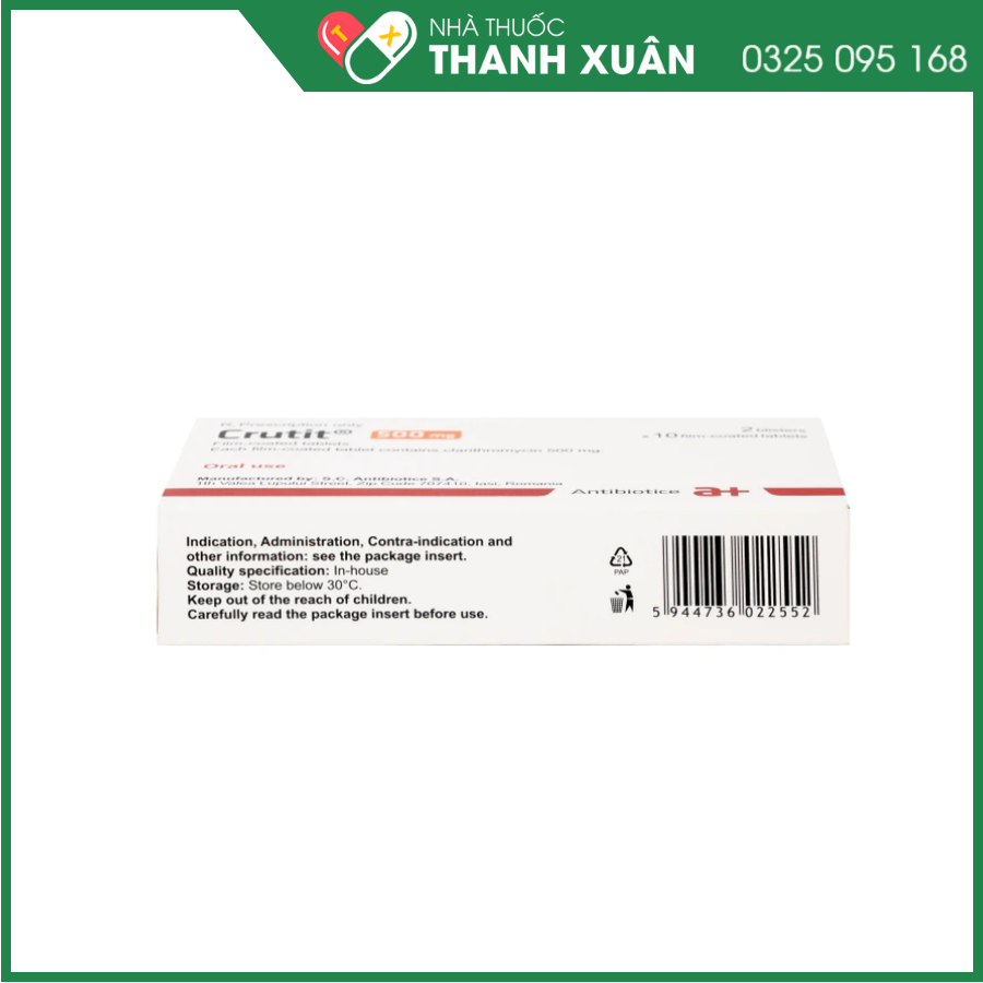 CrutitⓇ500 mg điều trị các bệnh nhiễm khuẩn do vi khuẩn nhạy cảm gây ra và trị loét dạ dày- tá tràng