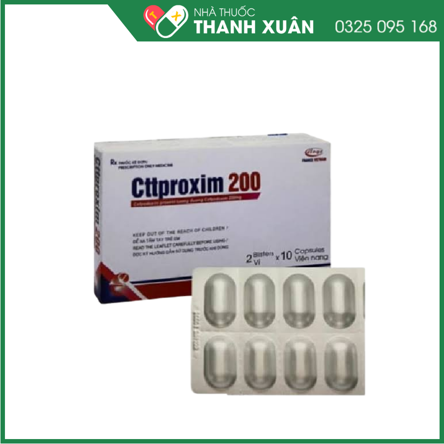 Cttproxim 200 điều trị nhiễm khuẩn từ nhẹ đến trung bình