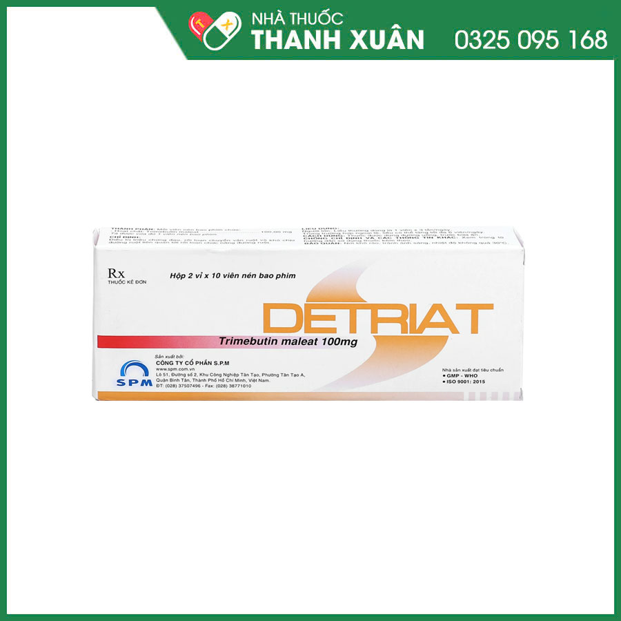 Detriat 100mg thuốc điều trị triệu chứng liên quan đến rối loạn chức năng đường ruột