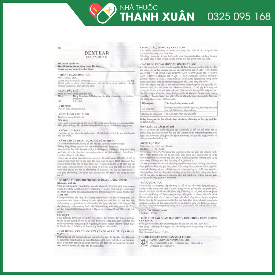 Dextear thuốc điều trị triệu chứng khô mắt